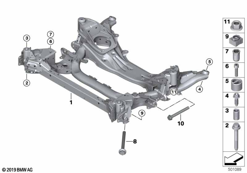 Front axle support, 4-wheel
