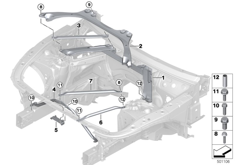 Genuine BMW 51617416970 G30 G31 G14 Strut Tower Brace, Right (Inc. 840iX, 520d ed & 540iX) | ML Performance UK Car Parts