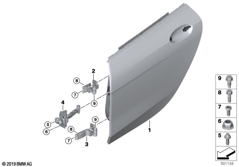 Rear door - hinge/door brake