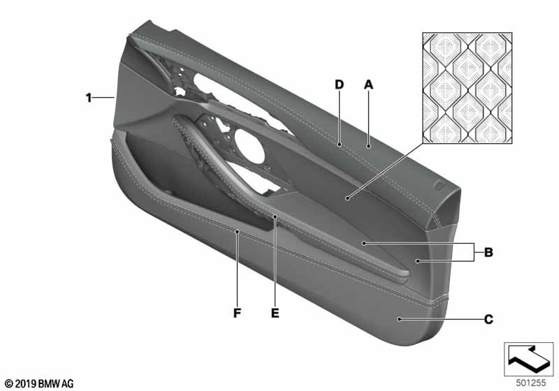 Indi. door trim, all-leather, front