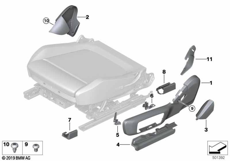 Genuine BMW 52107493660 G16 F93 G14 Cover, Trim, Seat, Outer Right SCHWARZ (Inc. M850iX, 840i & 840iX) | ML Performance EU Car Parts