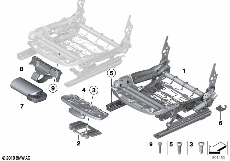 Seat, front, seat frame, electric