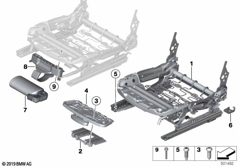 Seat, front, seat frame