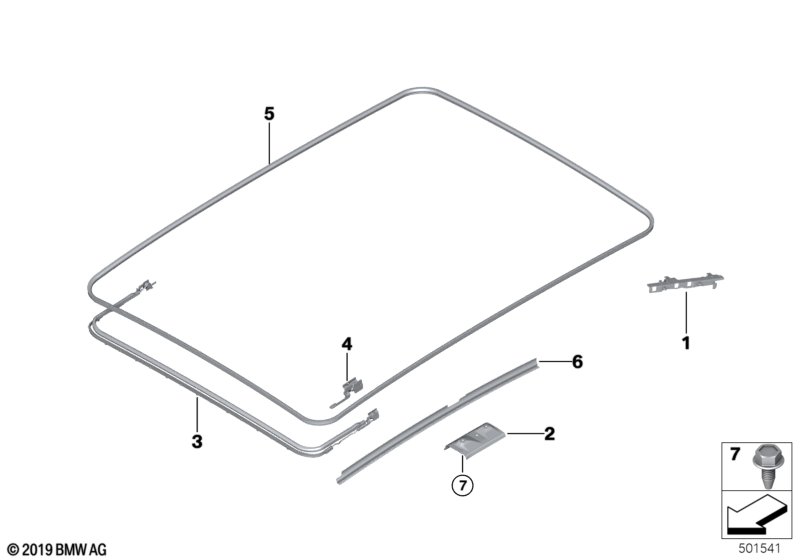 Panorama roof mounting parts