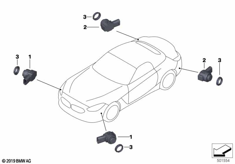 Genuine BMW 66209472275 G29 Ultrasonic Sensor, Frozen Gray Ii WC37 (Inc. Z4 20i, Z4 30i & Z4 M40i) | Duco Car Parts UK Car Parts