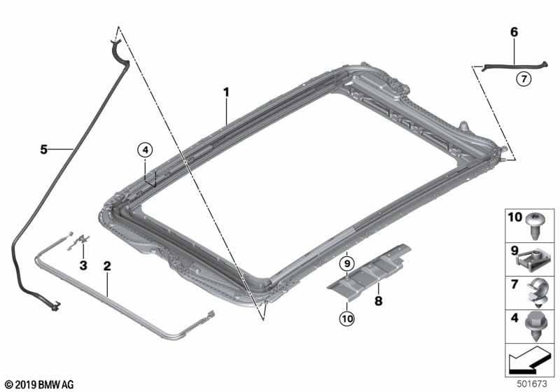 Panorama roof mounting parts