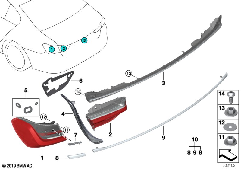 Genuine BMW 63217481205 G11 G12 Rear Light In Trunk Lid, Center (Inc. 730LdX, Alpina B7 & 730Li) | ML Performance UK Car Parts