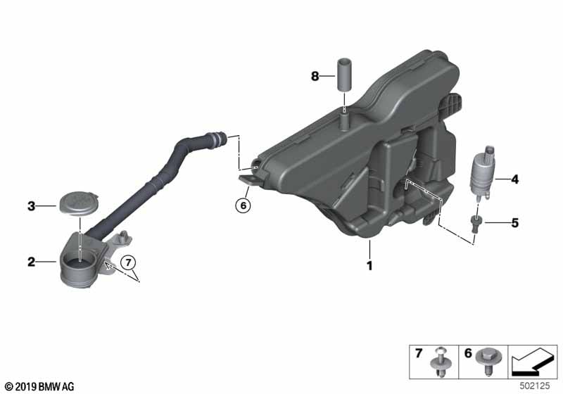 Genuine BMW 67128736998 G05 G06 G02 Wash Pump (Inc. X7 M50iX, X4 20dX & X5 50iX) | ML Performance EU Car Parts