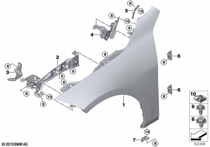 Genuine BMW 41008497232 F40 F44 Side Panel Bracket, Front Right 3 (Inc. 120dX, 118i & 228iX) | ML Performance EU Car Parts