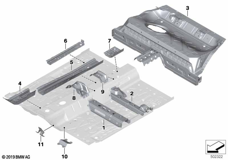 Genuine BMW 41127361185 F39 F56 F46 Reinforcement, Tunnel, Rear (Inc. 228iX) | ML Performance UK Car Parts