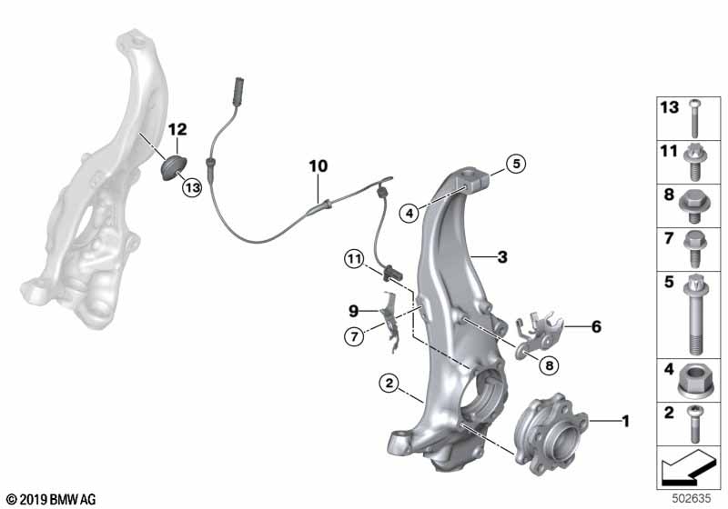 Genuine BMW 31206884382 G14 G16 G31 Front Right Steering Knuckle (Inc. 520i, 530d & 530e) | ML Performance US Car Parts