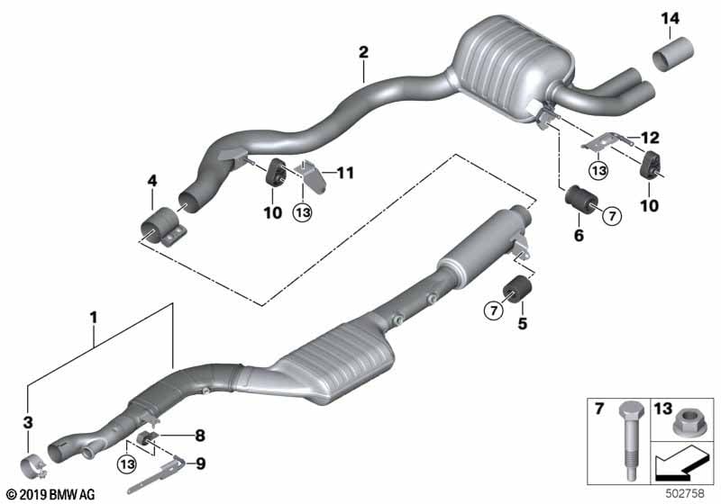 Exhaust system, rear