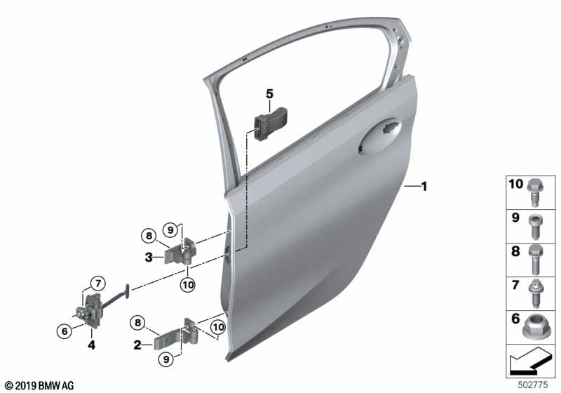 Rear door - hinge/door brake