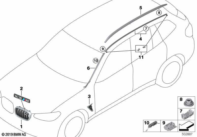 Genuine BMW 51137469803 G05 G06 Clip For Roof Trim Strip (Inc. X5 45eX & X6) | ML Performance UK Car Parts