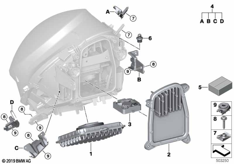 Single parts, headlight LED
