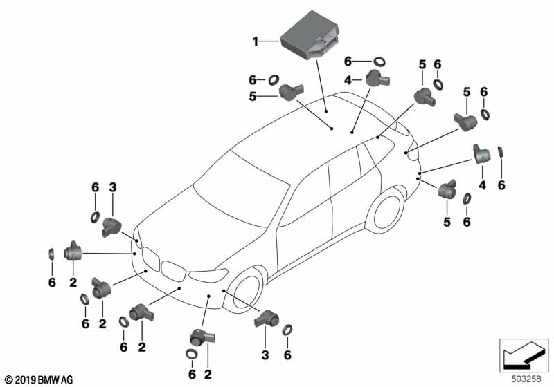 Genuine BMW 66206840241 G01 G02 Ultrasonic Sensor, Terra Brown WC1L (Inc. X4 M40iX, X3 30iX & X4 M40dX) | ML Performance UK Car Parts