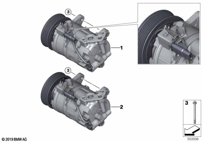 Genuine BMW 64527948798 F40 F44 Rp A/C Compressor W/O Magnetic Clutch (Inc. 218i, M135iX & M235iX) | ML Performance UK Car Parts