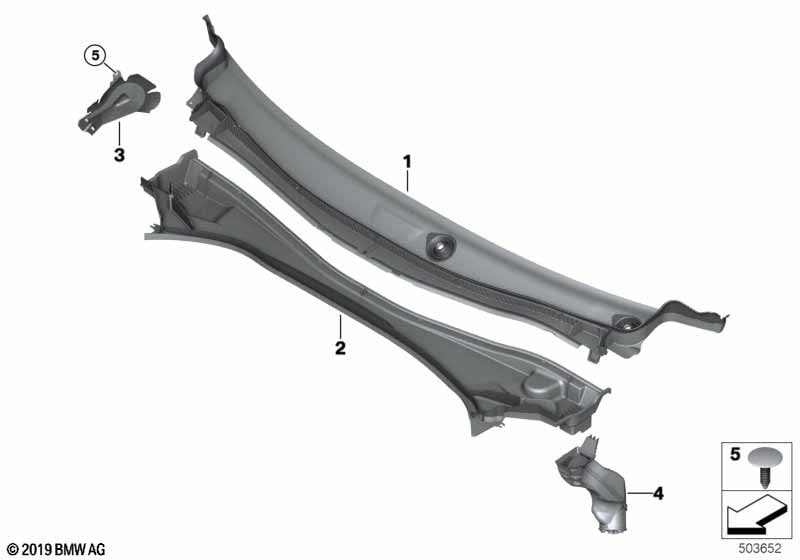 Trim, windshield cowl, outer