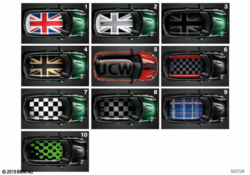 Genuine BMW 51142355033 Roof Decor 'Chequered Flag' In Black (Inc. One First, One D & Cooper S) | ML Performance EU Car Parts