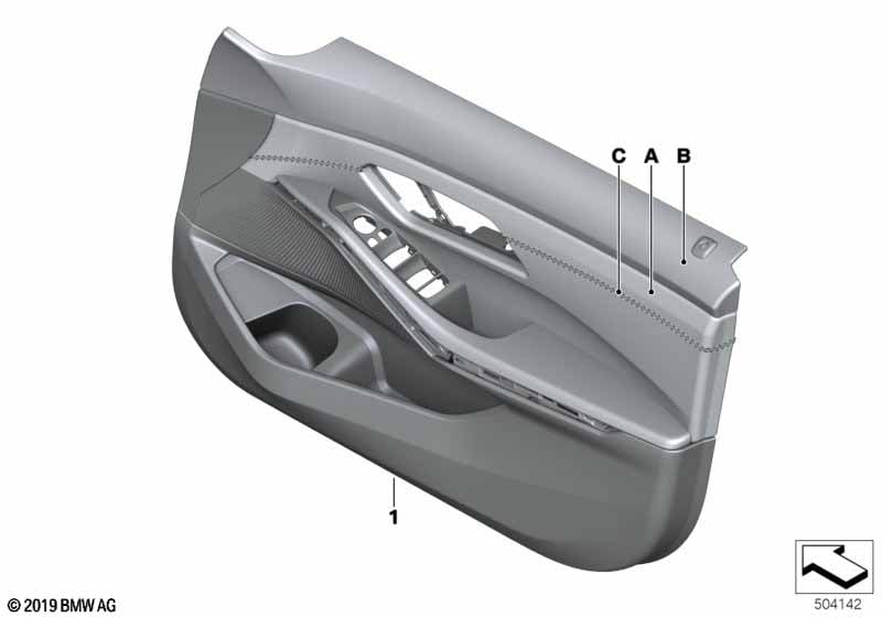 Indiv.door trim panel, front leather