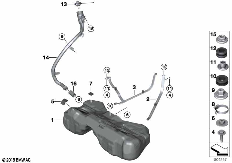 Fuel tank/mounting parts