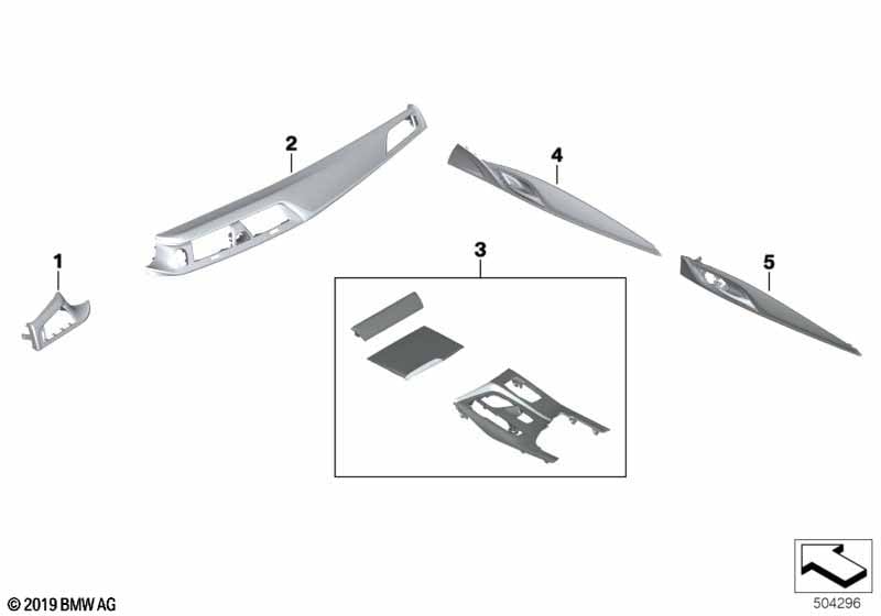 Genuine BMW 51167995547 F90 Cover Panel C.Console Al Carbon GOLD ELOXIERT (Inc. M5) | ML Performance UK Car Parts