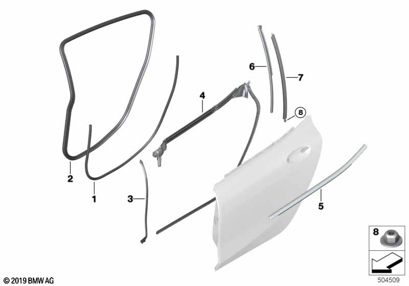Genuine BMW 51357435446 F93 G16 Seal, Bridge, Side Window, Rear Right (Inc. M850iX, 840i & 840iX) | ML Performance UK Car Parts