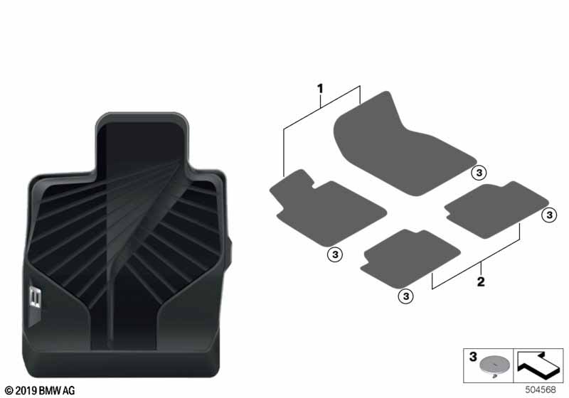 Genuine BMW 51472458861 G15 F93 F91 All-Weather Floor Mat Lhd Front SCHWARZ (Inc. 840iX, 840dX & M850iX) | ML Performance US Car Parts