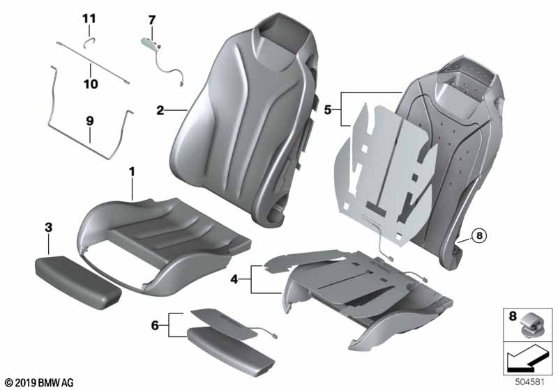 Genuine BMW 52108058353 F83 F83 Leather Cover Sport Backrest Left SILVERSTONE (Inc. M4) | ML Performance UK Car Parts
