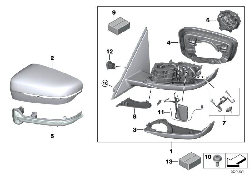 Genuine BMW 51168498233 Heated Outside Mirror, Left SHADOW-LINE | Duco Car Parts UK Car Parts