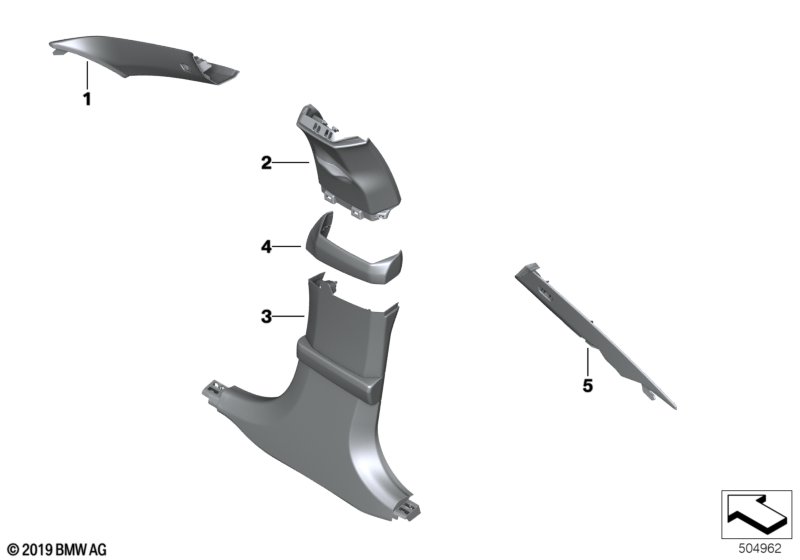 Genuine BMW 51437995860 F93 G16 B-Pillar Trim Panel, Leather, Center Rt TARTUFO (Inc. M850iX, 840i & M8) | ML Performance EU Car Parts