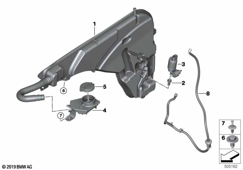 Genuine BMW 61667932311 G06 G05 G07 Windshield Cleaning Container (Inc. X6 40iX, X6 30iX & X5 30iX) | ML Performance UK Car Parts