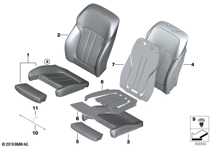 Genuine BMW 52107478175 G11 G32 G12 Comfort Seat Upholstery, Right CIS3 (Inc. 530i, 750iX & 640iX) | ML Performance UK Car Parts