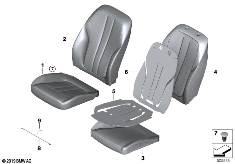 Genuine BMW 52107412706 G11 G32 Basic Backrest Leather Cover, Right LCSW SCHWARZ (Inc. 640dX, 525d & 740dX) | ML Performance UK Car Parts