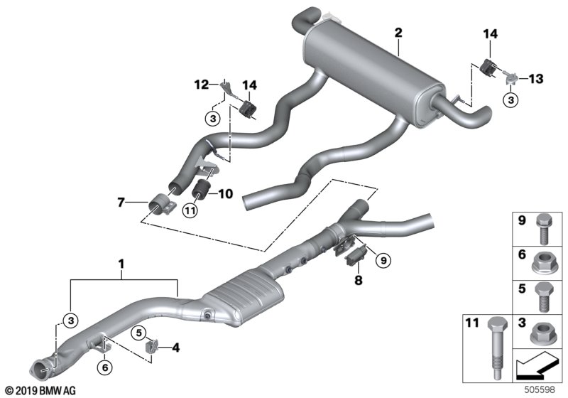 Exhaust system, rear