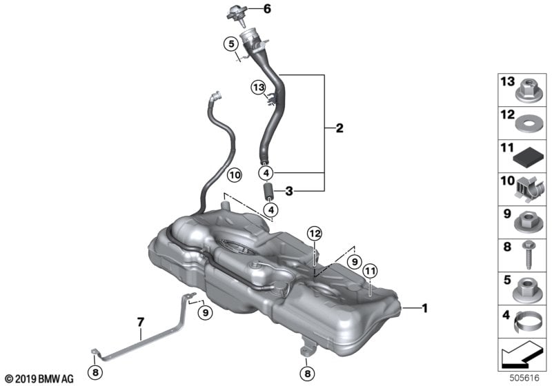 Fuel tank/mounting parts