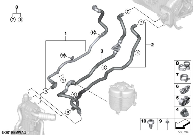 Coolant hoses for auxiliary heater