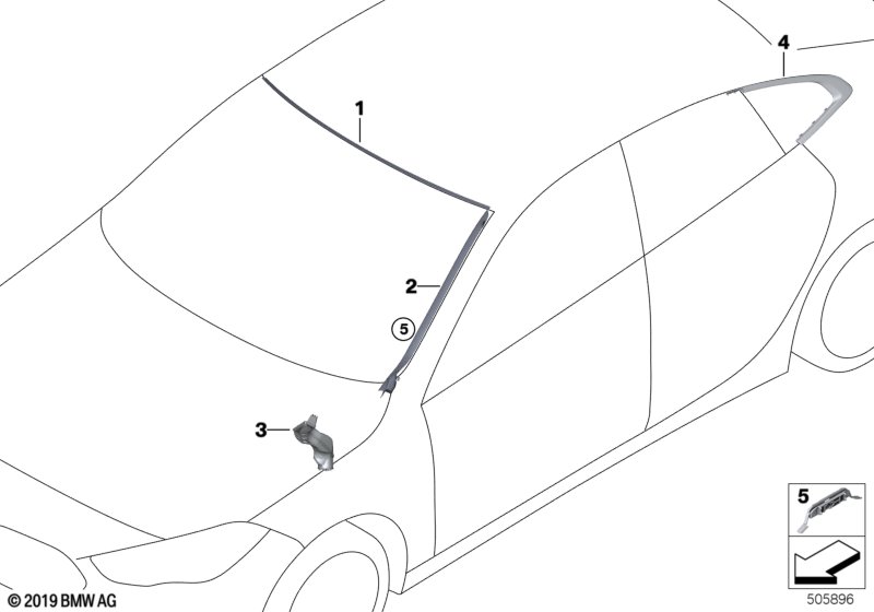 Genuine BMW 51377483186 F44 Finisher, Side Window, Rear Right SCHWARZ HOCHGLA (Inc. M235iX, 218i & 220d) | ML Performance UK Car Parts