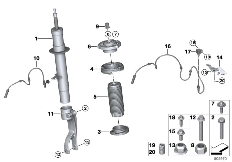 Genuine BMW 37106869020 Spring Strut Front Right Vdc (Inc. X5) | ML Performance UK Car Parts