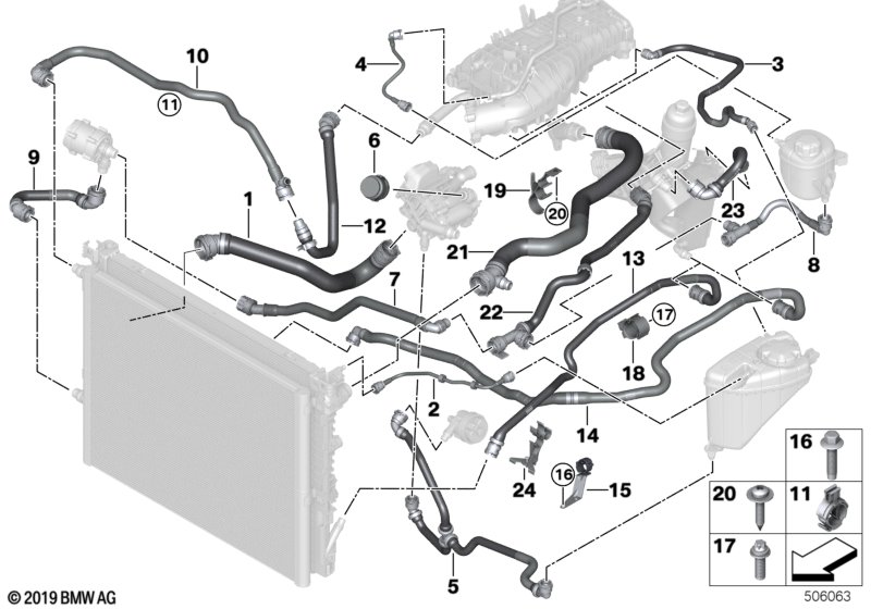 Genuine BMW 17128602617 G30 G31 G32 Pipe, Electric Coolant Pump Charg