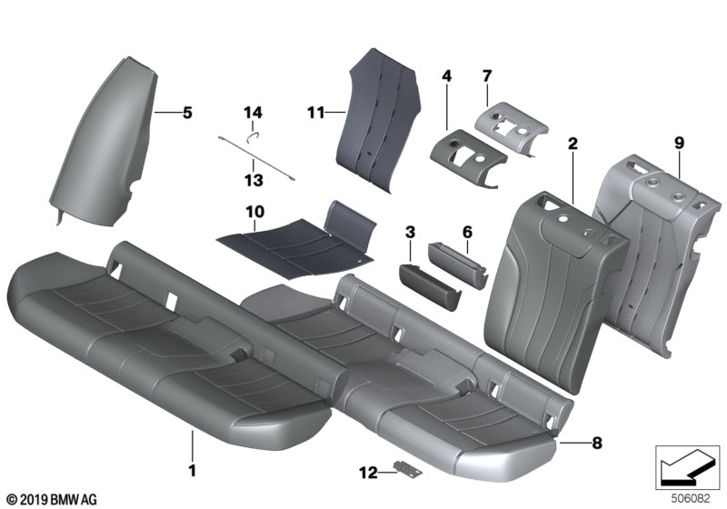 Seat, rear, upholstery and cover