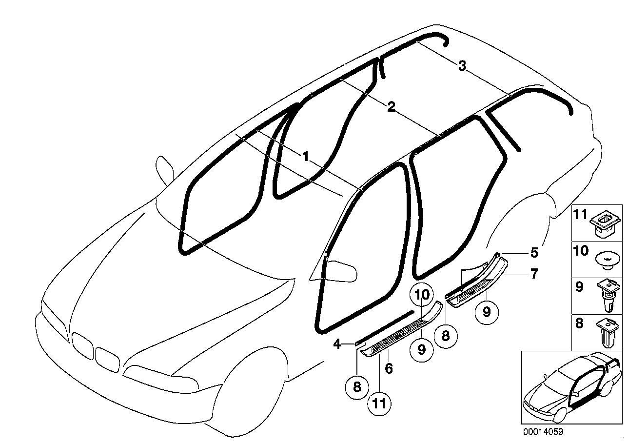 Genuine BMW 51478159933 E39 Front Left Entrance Cover SCHWARZ (Inc. 525i, 528i & 520i) | ML Performance UK Car Parts