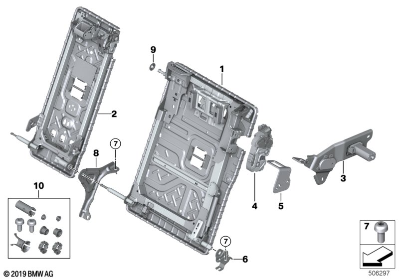 Seat, rear, seat frame, load-through