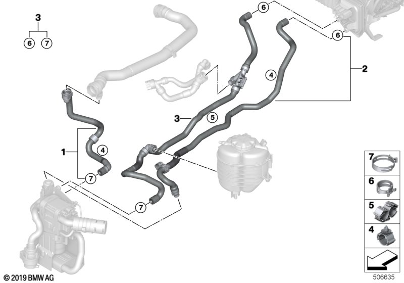 Coolant hoses for auxiliary heater