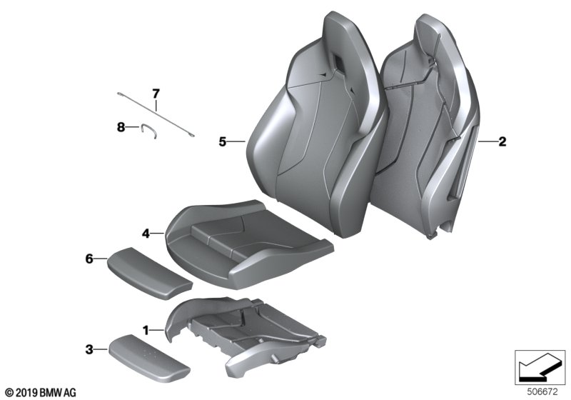 Front seat, uph.and cover, M sports seat