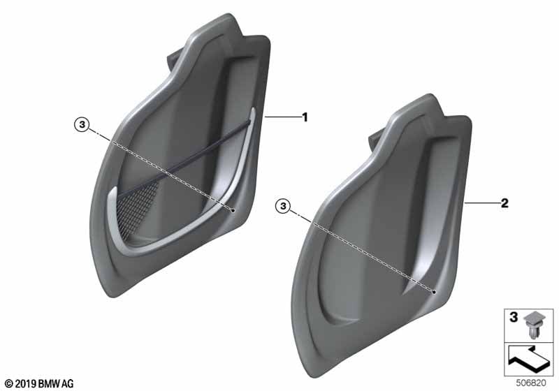 Front seat, backrest trim, rear panel