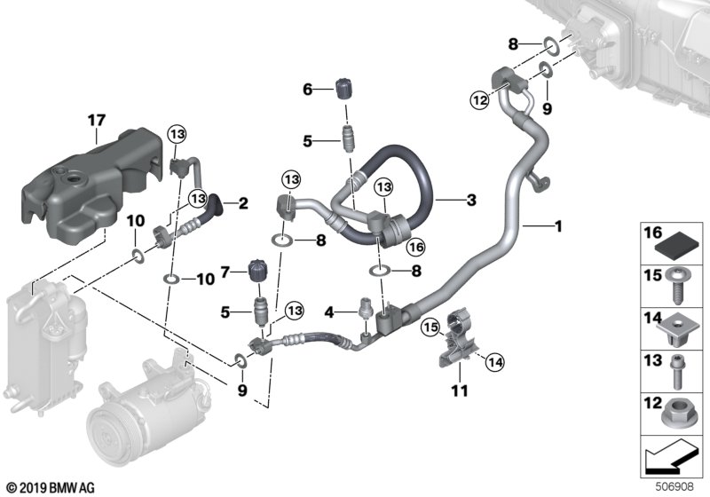 Genuine BMW 64539890099 G16 G30 G31 Suction Pipe Evaporator-Compressor R1234YF (Inc. 540iX, 740LiX & 630iX) | Duco Car Parts UK Car Parts