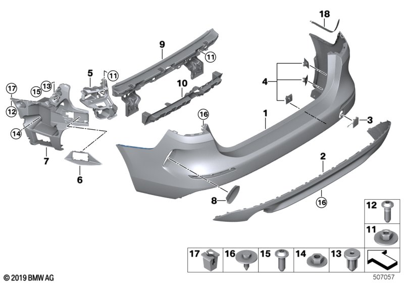 Genuine BMW 51127490940 F44 Cover, Bumper, Rear Right (Inc. 228iX, 218i & 220d) | ML Performance UK Car Parts