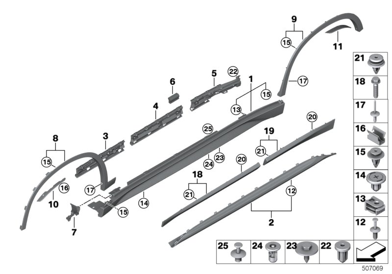 Cover door sill / wheel arch