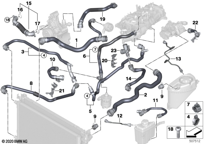 Cooling system coolant hoses
